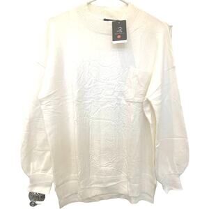 NEW White Oversized Sweater Large Pullover Boxy Minimalist Lagenlook Aralayeva